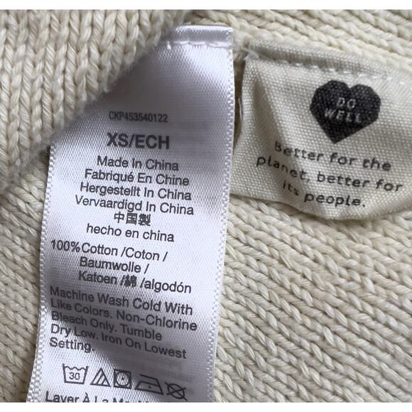 Madewell Broadway Cardigan Sweater XS Beige Cream Boxy Cropped Short Crew Neck - Picture 4 of 6